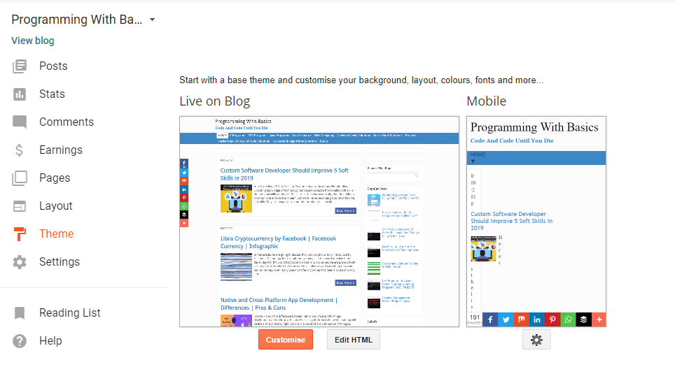 Customize blogger theme how to start blog