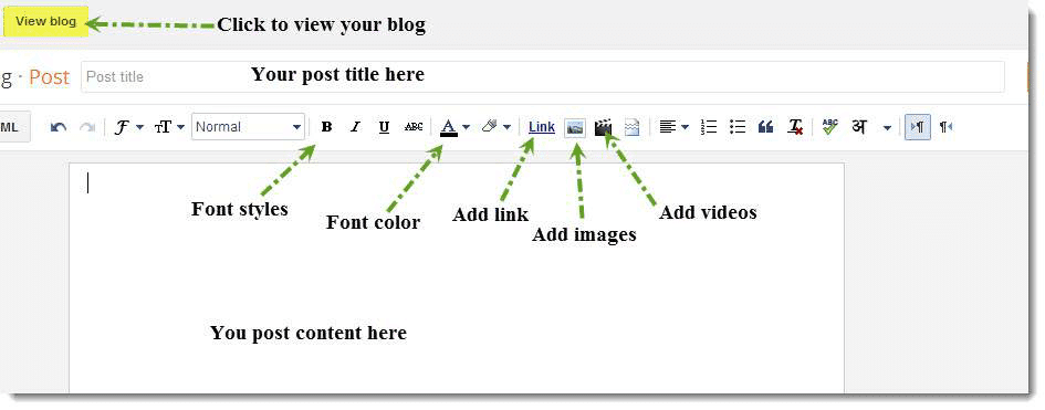 blog page layout and controls in Blogger