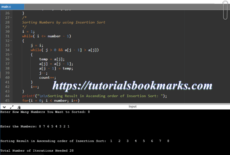 Insertion Sort In C- Pseudocode Code & Real-Life Examples