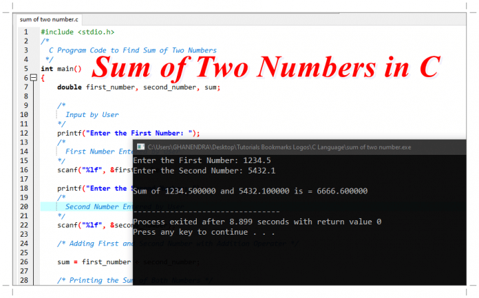 Program for Addition of Two Numbers in C | Top 8 Methods – Tutorials ...